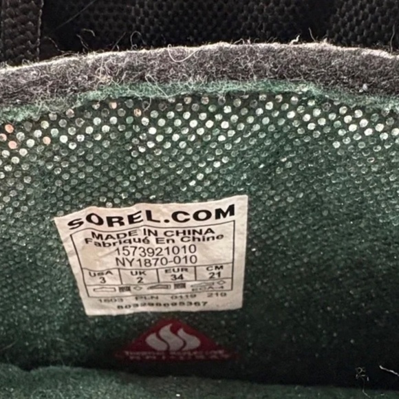 Sorel Black Insulated Snow Boots youth size 3 - Picture 4 of 6